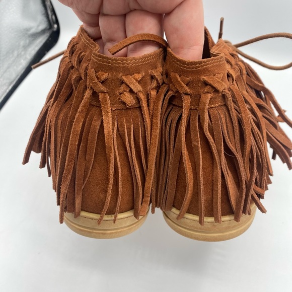 Zodiac Vera Leather Saddle Brown Fringe Boho Suede Moccasin Boots NWOT Size 8.5 - Picture 11 of 16